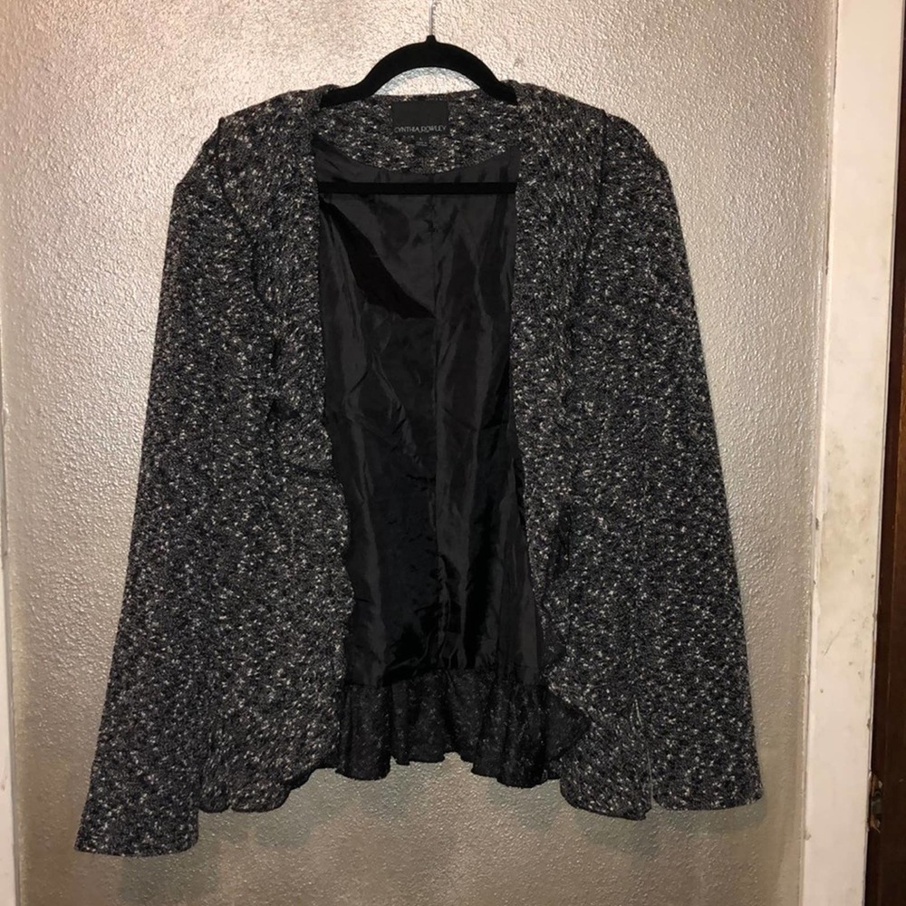 Cynthia Rowley Black & White Cardigan Blazer L